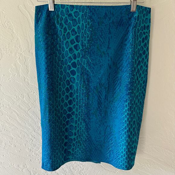 EXPRESS | Womens Vintage 90s Blue Snake Skin High Waist Skirt Size Juniors 9/10 - Picture 1 of 10